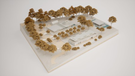 Architectural 3D model of woodland burial complex