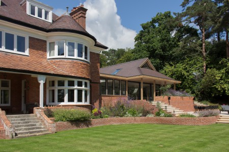 Completed renovation of an Edwardian villa taken from garden.